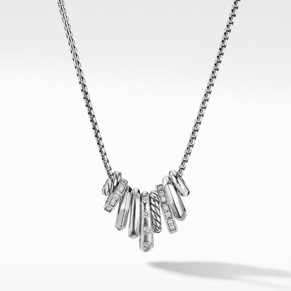 David Yurman Stax Rondelle Pendant Necklace with Pavé Diamonds